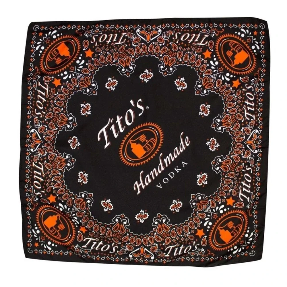 Tito's Handmade Vodka Bandana Unisex OS Black Orange NIP Paisley Streetwear
